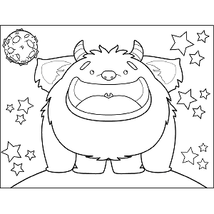 Smiling Space Monster coloring page