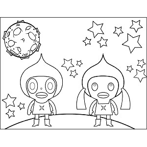 Space Alien Girls coloring page