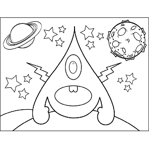 Space Alien Lightning Bolts coloring page