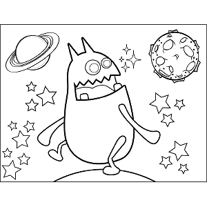 Space Alien Looks Over Shoulder coloring page