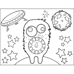 Space Alien Round Mouth coloring page