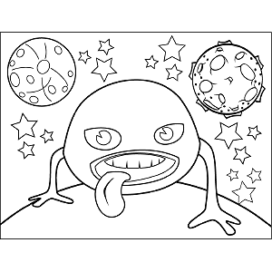 Space Alien with Big Tongue coloring page