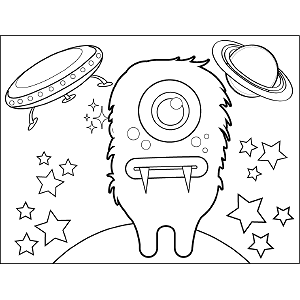Space Alien with Fangs coloring page