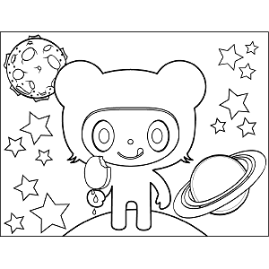 Space Alien with Ice Cream coloring page
