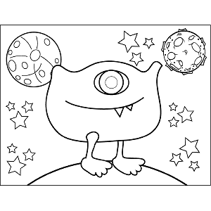 Space Alien with One Eye coloring page