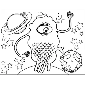 Space Alien with Scales coloring page
