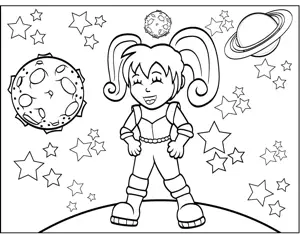Space Girl coloring page