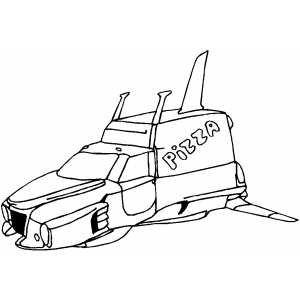 Space Pizza Delivery coloring page