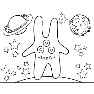 Three-Eyed Space Alien coloring page