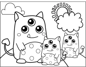 Three Eyed Monsters coloring page