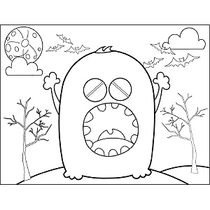 Tired Monster Yawning coloring page