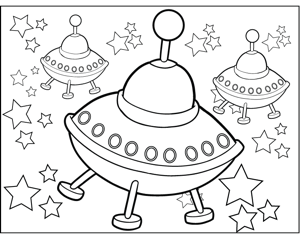 UFOs coloring page
