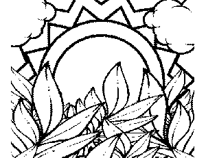 Sun and Leaves Coloring Page
