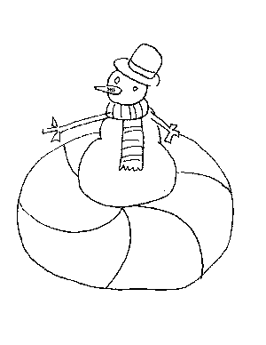 Snowman On a Candy Coloring Page