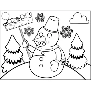 Snowman in Mittens coloring page