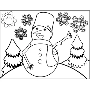 Snowman with Bucket Hat coloring page