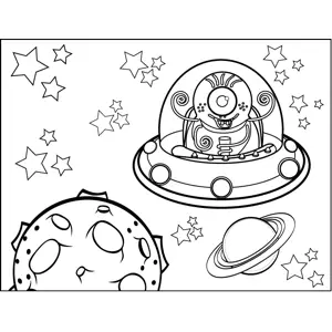 Alien Flying Through Space coloring page