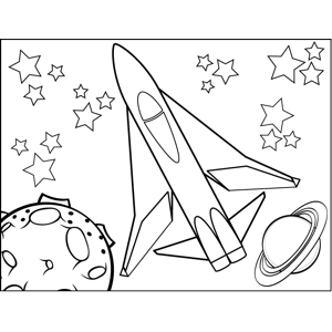 Rocketship in the Stars coloring page