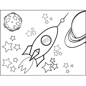 Rocketship with Window coloring page