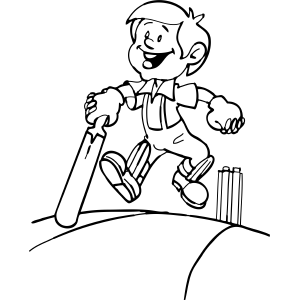 Boy and Cricket Bat coloring page