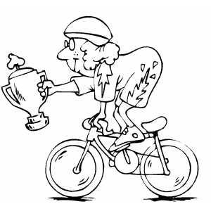 Cyclist With Trophy coloring page