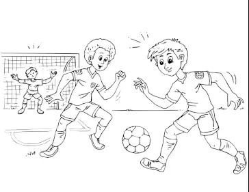 Soccer Players And Goal coloring page