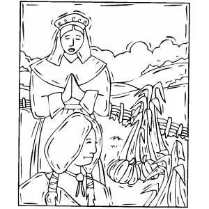 Native American And Piligrim coloring page