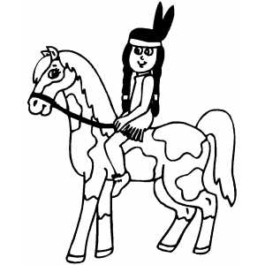 Native American On Horse coloring page