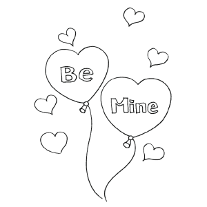 Be Mine Balloons coloring page