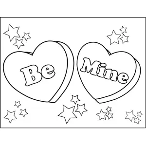 Be Mine Candy Hearts coloring page
