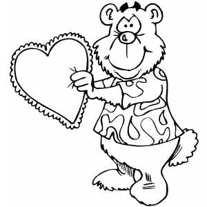 Bear With Heart Pillow coloring page