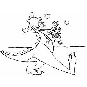 Dinosaur In Love coloring page