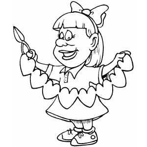 Girl And Heart Cut Outs coloring page