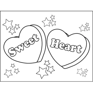 Sweet Heart Candy Hearts coloring page