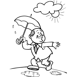 Businessman Steps in Rain Puddle coloring page