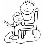 Cat And Child On Chair