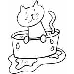 Cat In Bowl With Water