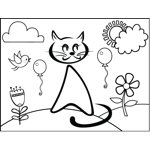 Cat and Balloons