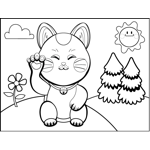 Waving Cat with Bell Collar