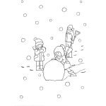 Children Make Snowball Snowman