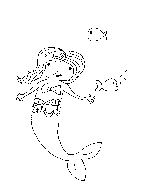 Mermaid with Fish Coloring Page