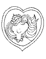 Princess in a Heart Frame Coloring Page