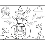 Witch Sitting on Pumpkin