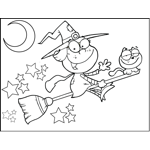 Witch and Cat on Broomstick