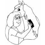 Woman Brushing Horse