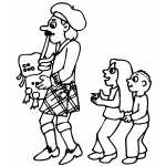 Bagpipe Player With Kids