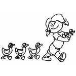 Girl Leading Ducks