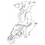 Pig With Wheelbarrow