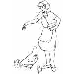 Woman Feeding Chickens