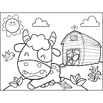 Cow with Barn